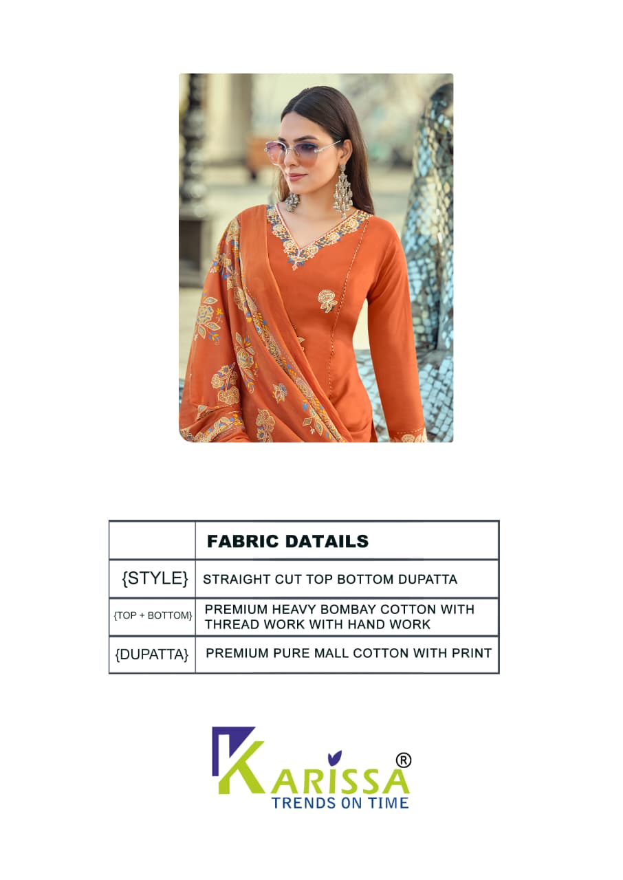 Karissa Sofia Pure Cotton Embroidered Readymade Suit — Wholesale Kurti Pant Set, Karissa wholesale from Surat — view 4