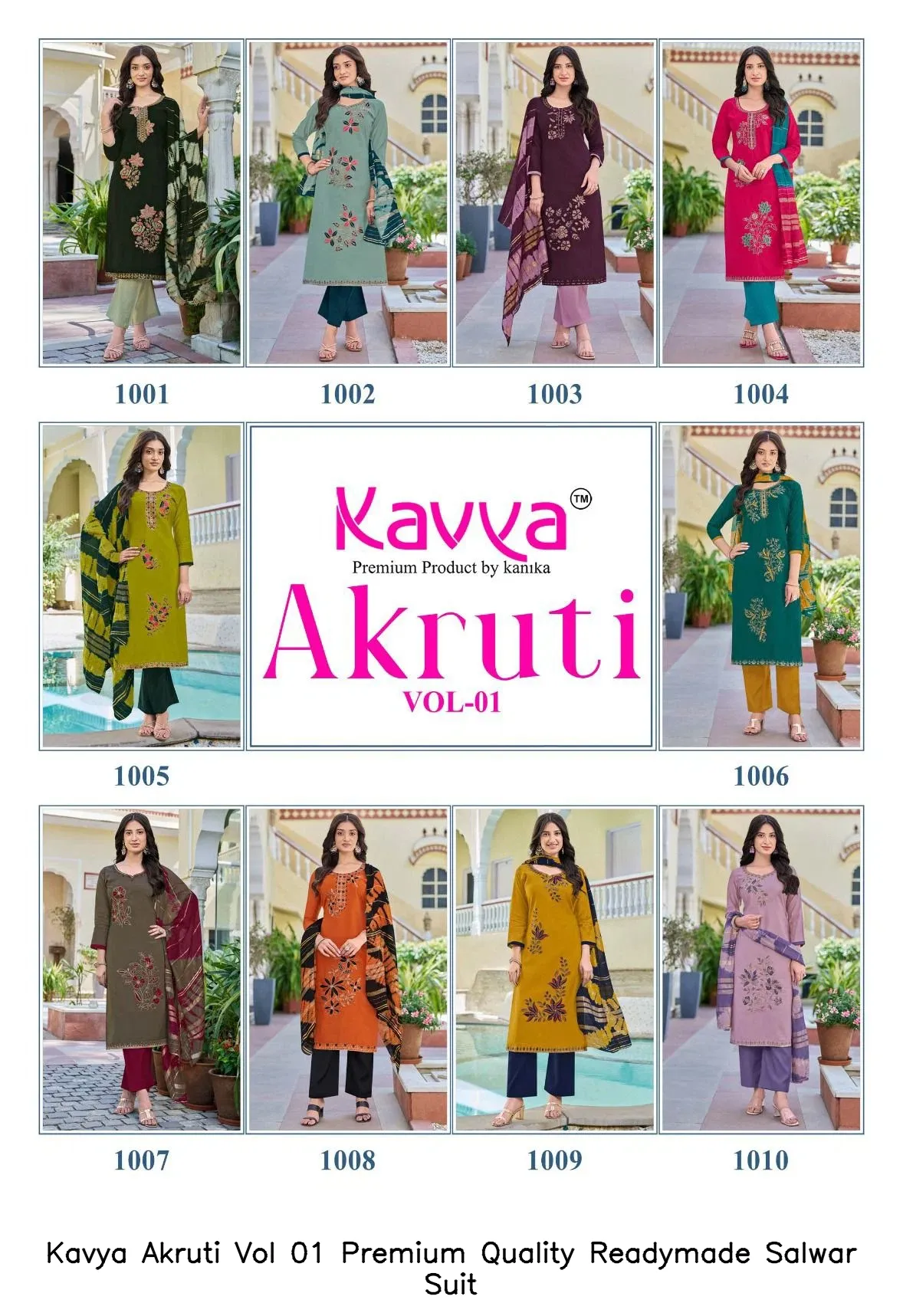 Kavya Akruti Vol 01 Premium Quality Readymade Salwar Suit — Wholesale Cotton Kurti Pant Set, Kavya wholesale from Surat - Gallery Image 3