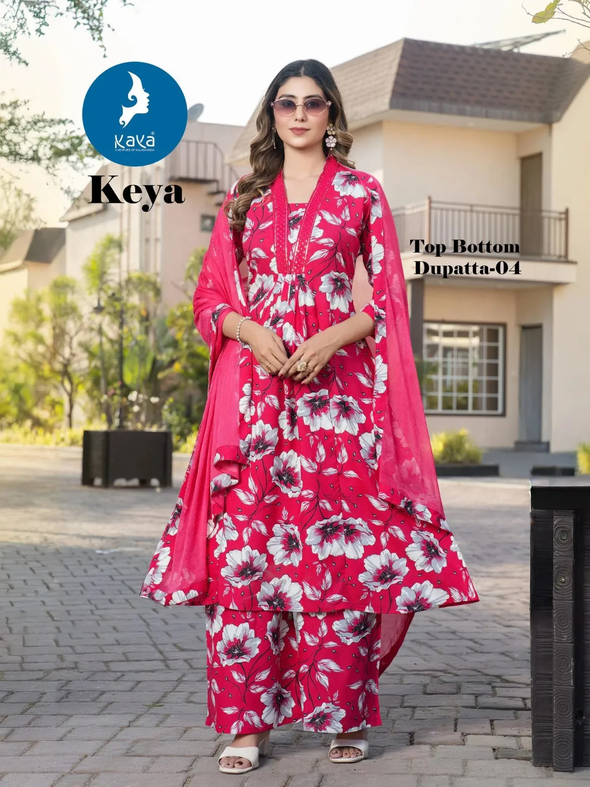 Kaya Keya Rayon Printed Kurti With Bottom Dupatta Set