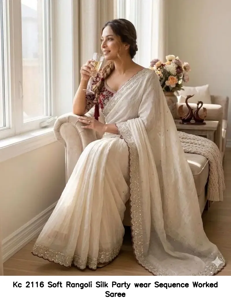 Kc 2116 Soft Rangoli Silk Party wear Sequence Worked Saree — Wholesale Sarees, Kc wholesale from Surat - Gallery Image 3