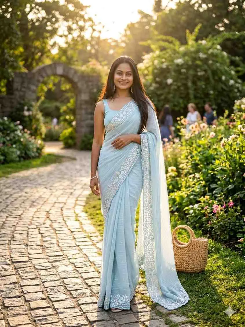 Kc 813 Georgette Sequence Worked Beautiful Designer Saree
