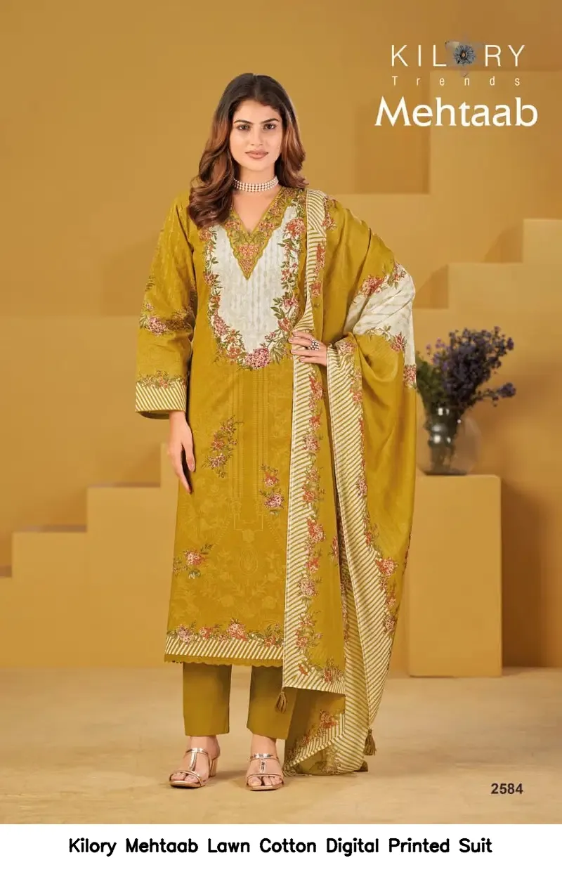 Kilory Mehtaab Lawn Cotton Digital Printed Suit — Wholesale Dress Material, Kilory Trends wholesale from Surat - Gallery Image 3