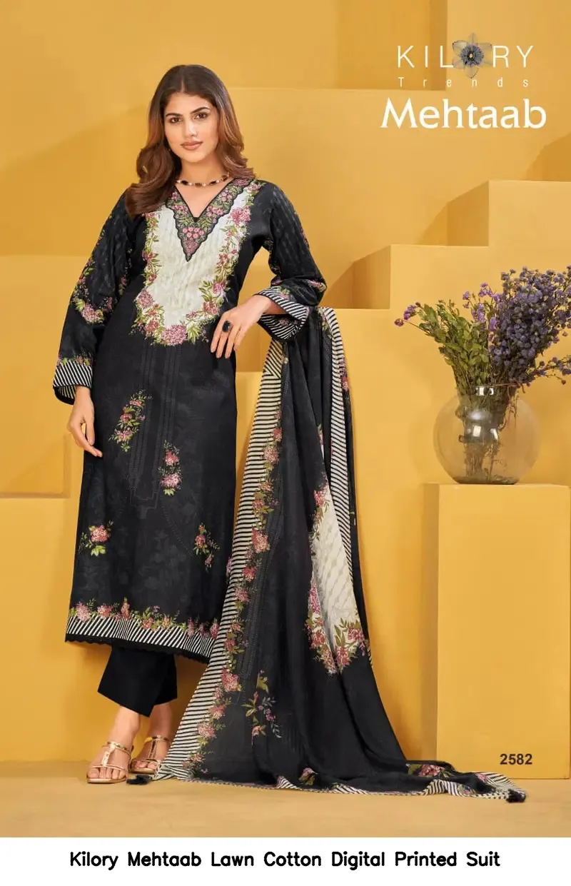 Kilory Mehtaab Lawn Cotton Digital Printed Suit — Wholesale Dress Material, Kilory Trends wholesale from Surat - Gallery Image 4