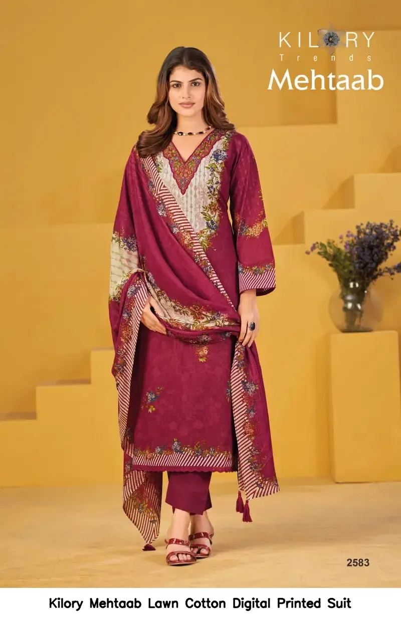 Kilory Mehtaab Lawn Cotton Digital Printed Suit — Wholesale Dress Material, Kilory Trends wholesale from Surat - Gallery Image 5