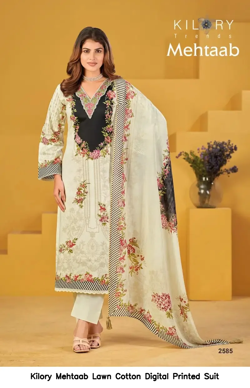 Kilory Mehtaab Lawn Cotton Digital Printed Suit — Wholesale Dress Material, Kilory Trends wholesale from Surat — view 6