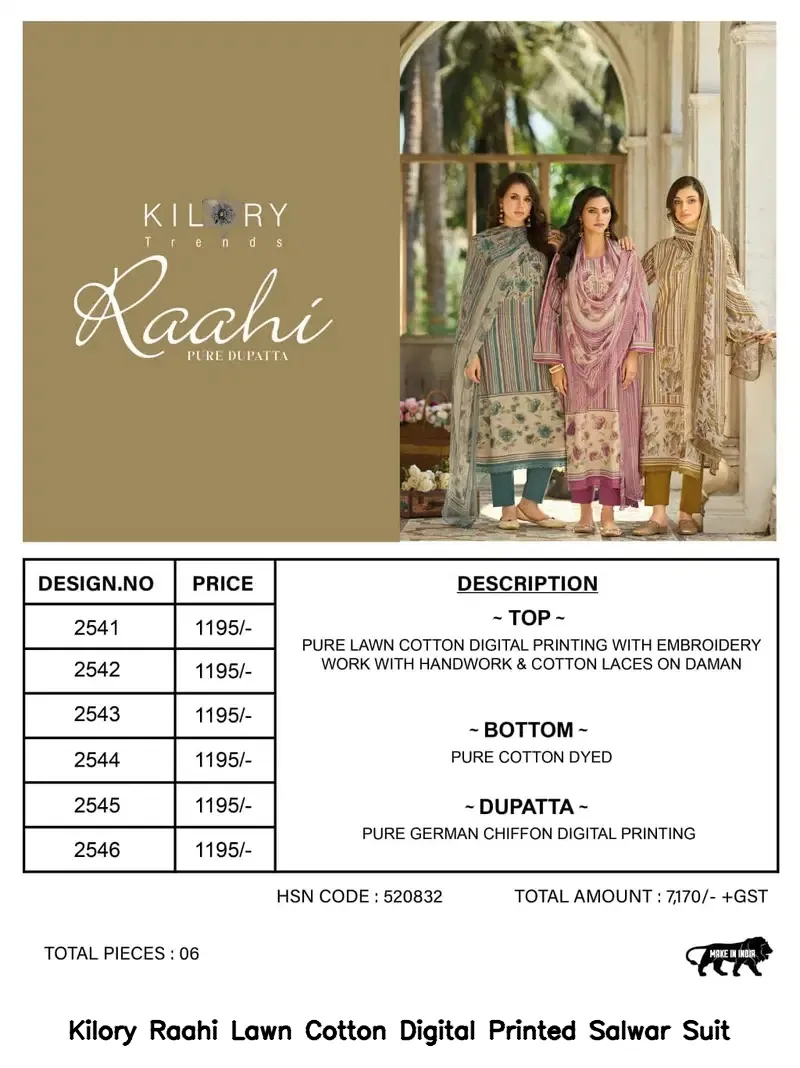 Kilory Raahi Lawn Cotton Digital Printed Salwar Suit — Wholesale Salwar Suits, Kilory Trends wholesale from Surat - Gallery Image 2