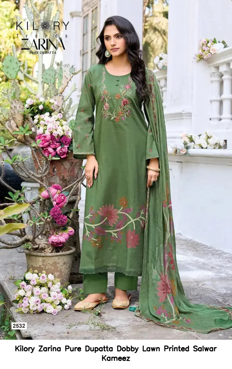 Kilory Zarina Pure Dupatta Dobby Lawn Printed Salwar Kameez — Wholesale Salwar Suits, Kilory Trends wholesale from Surat - Gallery Image 2