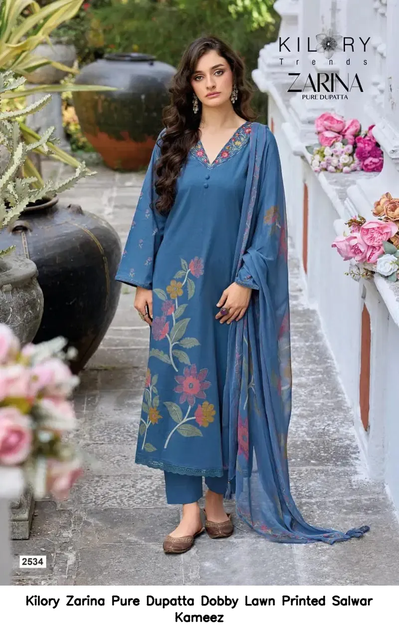 Kilory Zarina Pure Dupatta Dobby Lawn Printed Salwar Kameez — Wholesale Salwar Suits, Kilory Trends wholesale from Surat - Gallery Image 3