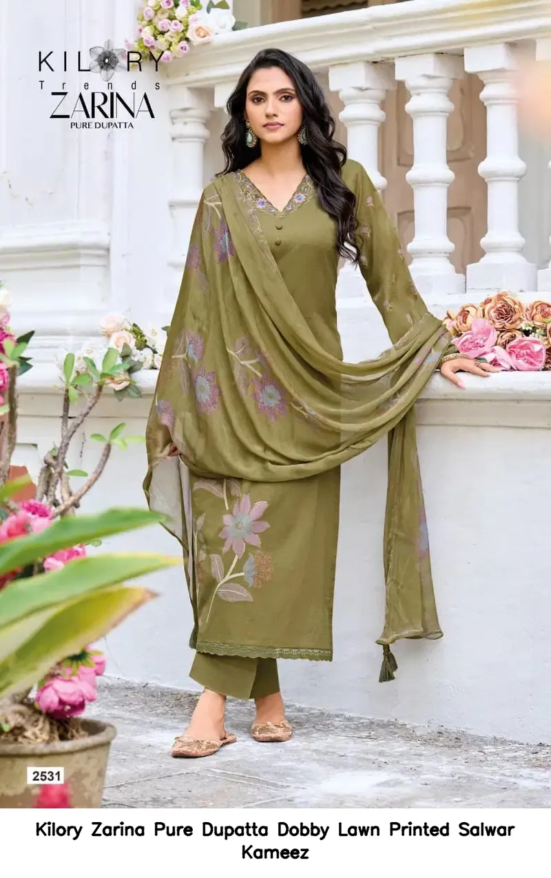 Kilory Zarina Pure Dupatta Dobby Lawn Printed Salwar Kameez — Wholesale Salwar Suits, Kilory Trends wholesale from Surat - Gallery Image 4