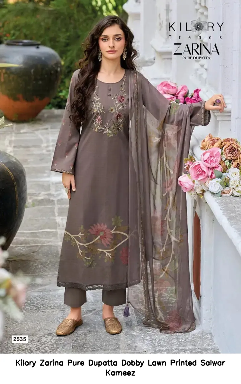 Kilory Zarina Pure Dupatta Dobby Lawn Printed Salwar Kameez — Wholesale Salwar Suits, Kilory Trends wholesale from Surat - Gallery Image 5