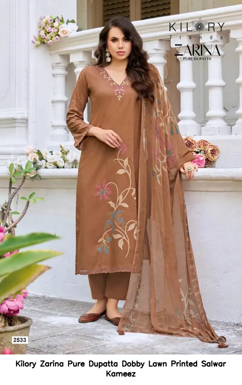 Kilory Zarina Pure Dupatta Dobby Lawn Printed Salwar Kameez — Wholesale Salwar Suits, Kilory Trends wholesale from Surat — view 7