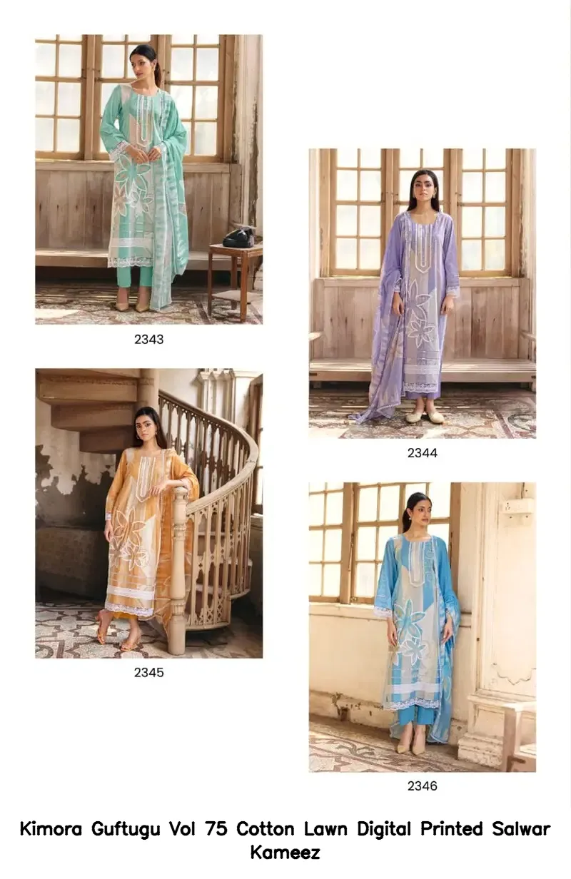 Kimora Guftugu Vol 75 Cotton Lawn Digital Printed Salwar Kameez — Wholesale Dress Material, Kimora wholesale from Surat — view 2