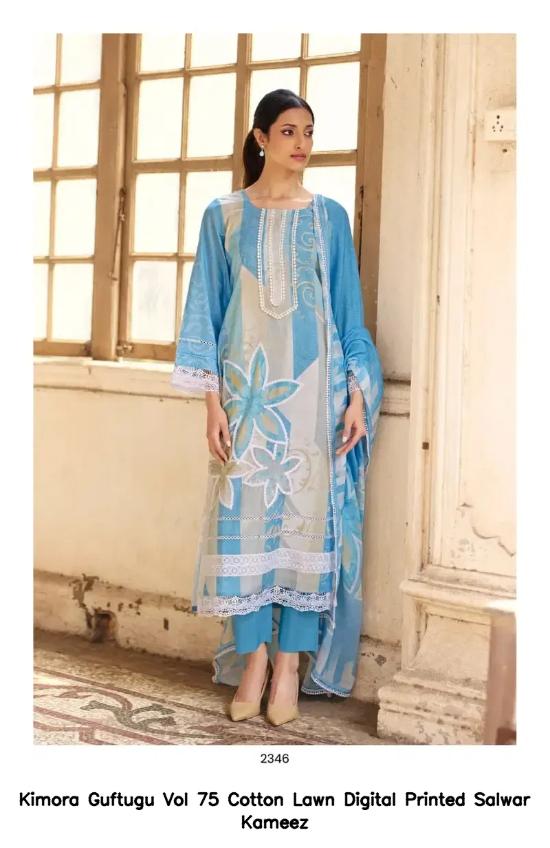 Kimora Guftugu Vol 75 Cotton Lawn Digital Printed Salwar Kameez — Wholesale Dress Material, Kimora wholesale from Surat — view 3