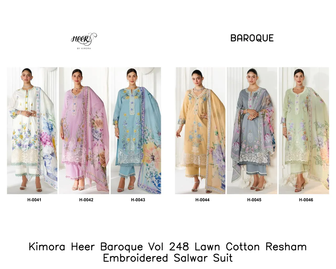 Kimora Heer Baroque Vol 248 Lawn Cotton Resham Embroidered Salwar Suit — Wholesale Salwar Suits, Kimora wholesale from Surat - Gallery Image 4