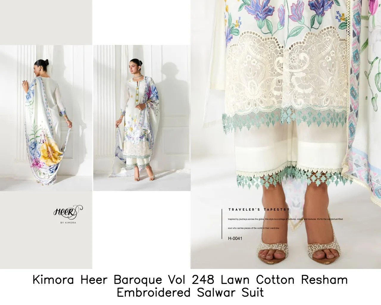 Kimora Heer Baroque Vol 248 Lawn Cotton Resham Embroidered Salwar Suit — Wholesale Salwar Suits, Kimora wholesale from Surat - Gallery Image 7