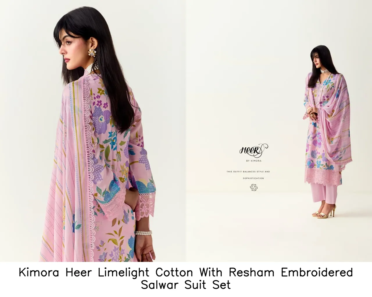 Kimora Heer Limelight Cotton With Resham Embroidered Salwar Suit Set — Cotton Dress Material, Kimora wholesale from Surat — view 8