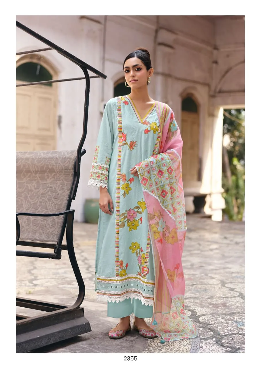 Kimora Saheli Vol 78 Lawn Cotton With Embroidered Dress Material — Wholesale Dress Material, Kimora wholesale from Surat — view 1