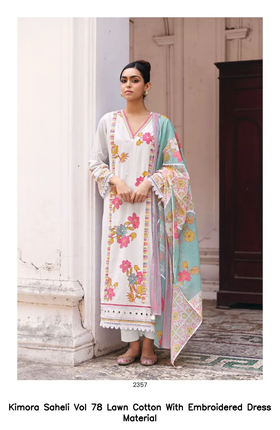 Kimora Saheli Vol 78 Lawn Cotton With Embroidered Dress Material — Wholesale Dress Material, Kimora wholesale from Surat — view 3