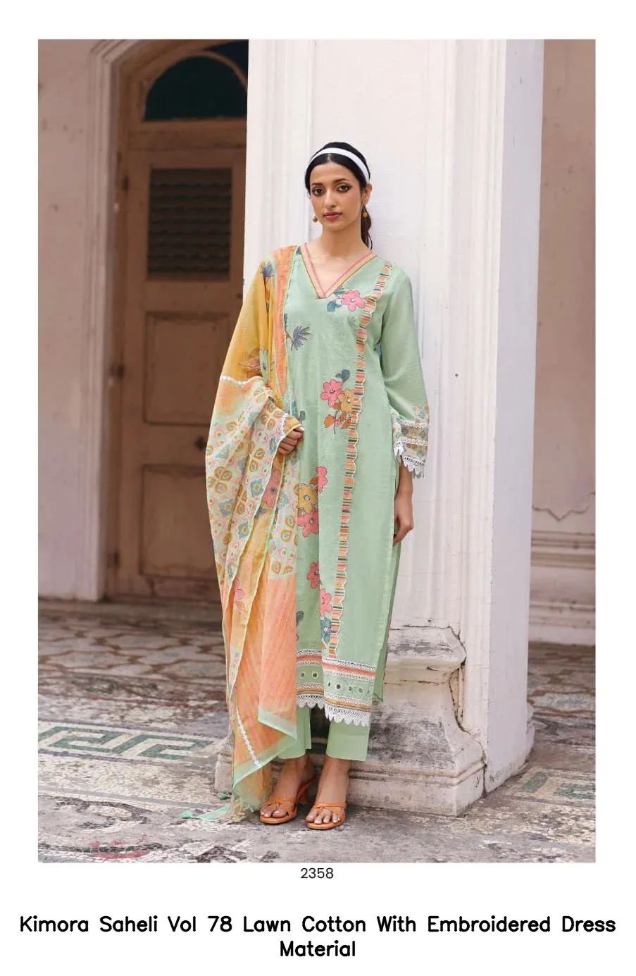 Kimora Saheli Vol 78 Lawn Cotton With Embroidered Dress Material — Wholesale Dress Material, Kimora wholesale from Surat — view 4