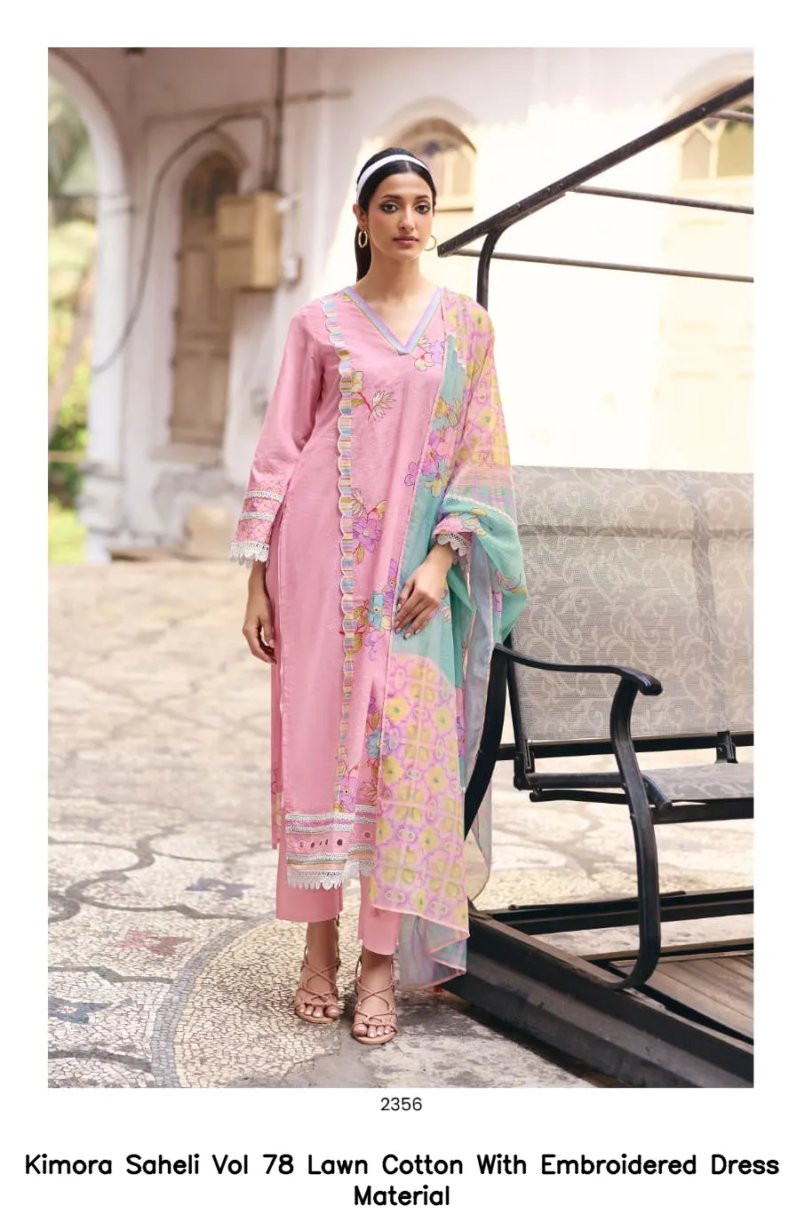 Kimora Saheli Vol 78 Lawn Cotton With Embroidered Dress Material — Wholesale Dress Material, Kimora wholesale from Surat — view 5