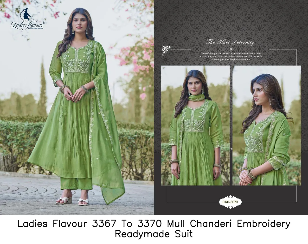 Ladies Flavour 3367 To 3370 Mull Chanderi Embroidery Readymade Suit — Wholesale Salwar Suits, Ladies Flavour wholesale from Surat - Gallery Image 3