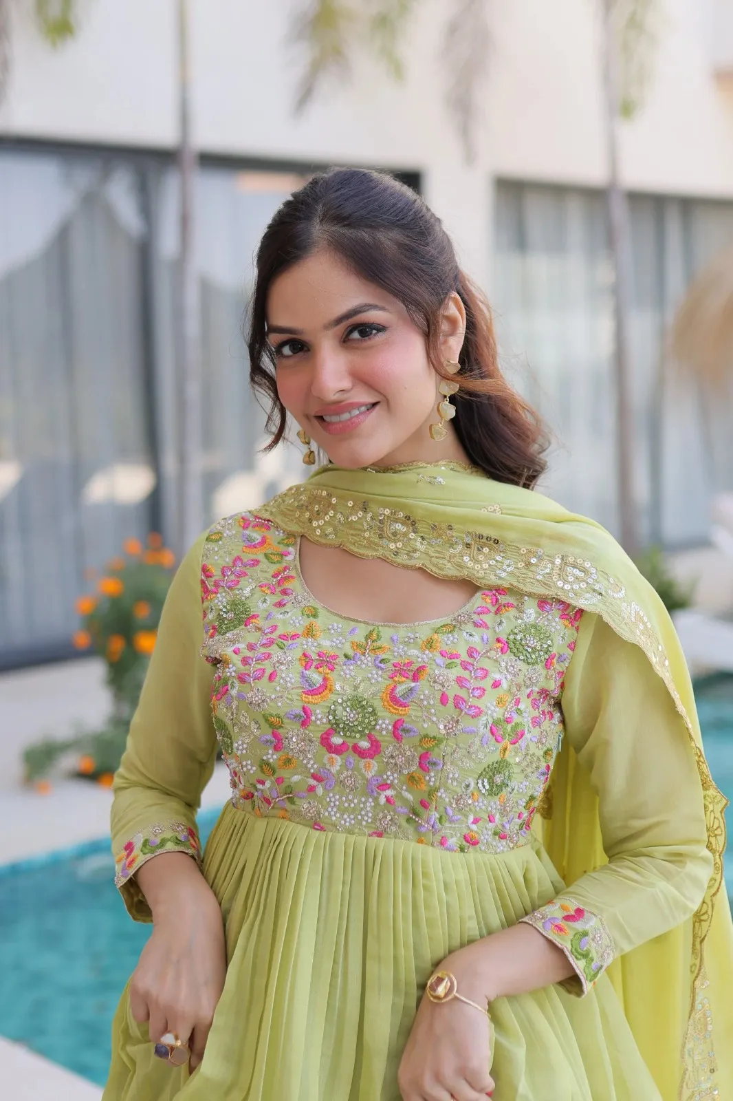 Lekha KA 1239 Mal Chanderi Beads Embroidery Salwar Suit — Designer Readymade Suits, Lekha wholesale from Surat — view 1