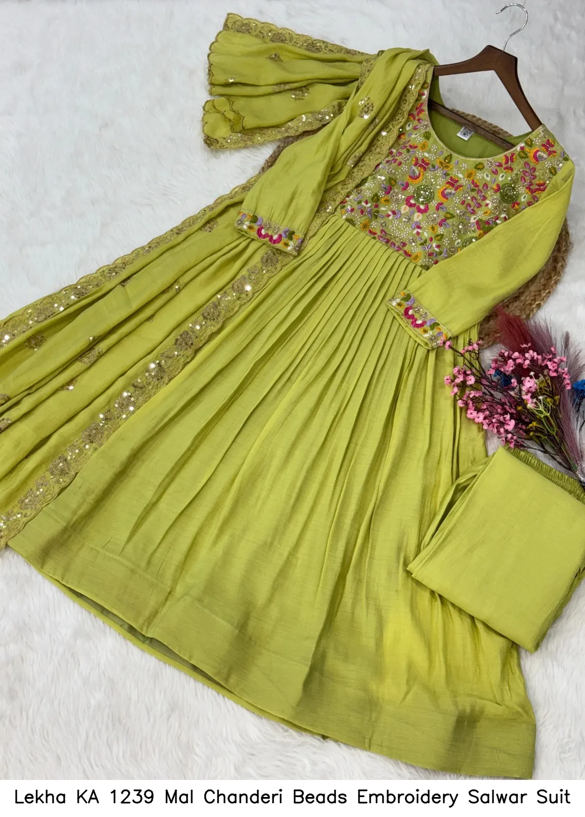 Lekha KA 1239 Mal Chanderi Beads Embroidery Salwar Suit — Designer Readymade Suits, Lekha wholesale from Surat - Gallery Image 2