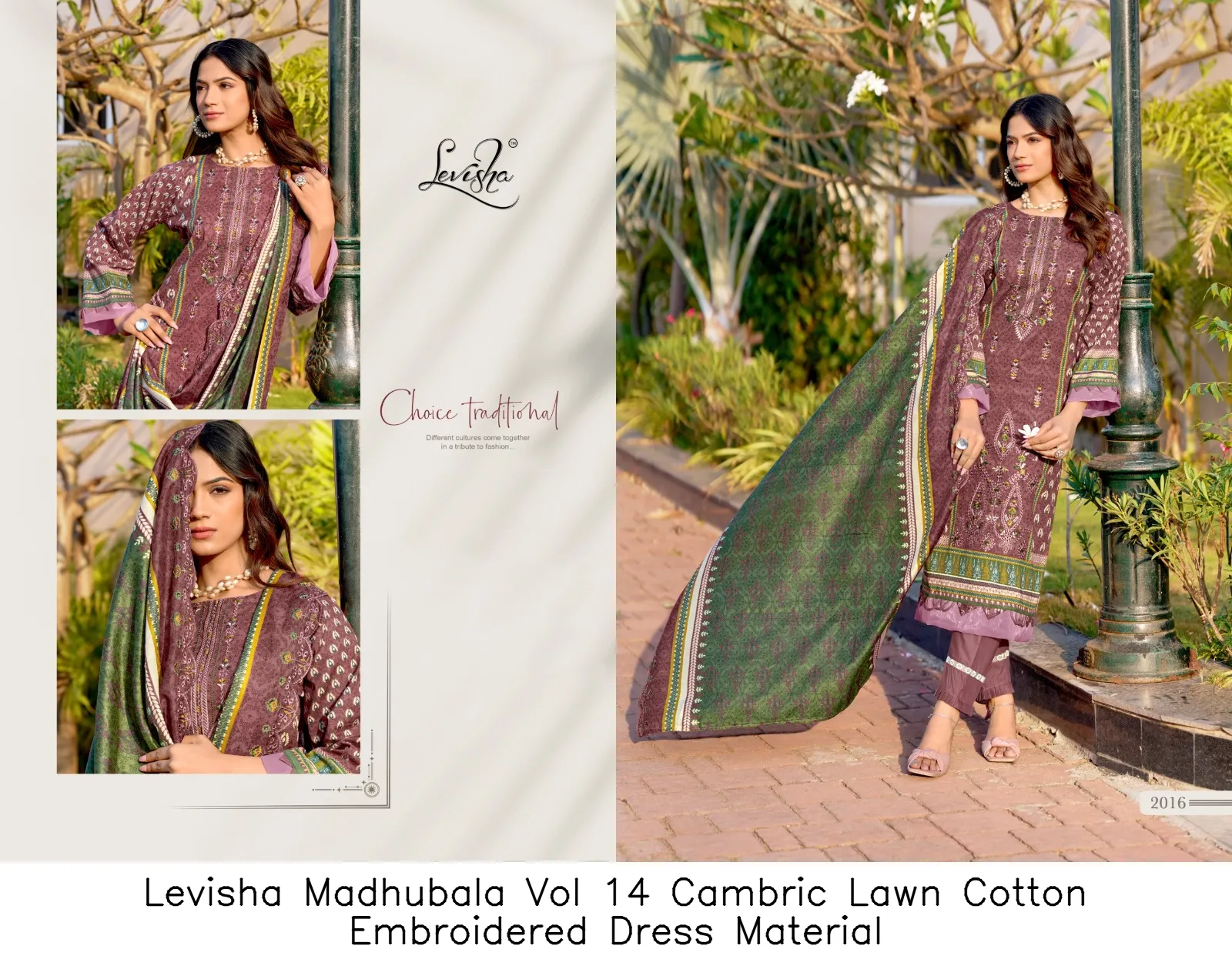 Levisha Madhubala Vol 14 Cambric Lawn Cotton Embroidered Dress Material — Wholesale Pakistani Suits, Levisha wholesale from Surat — view 10