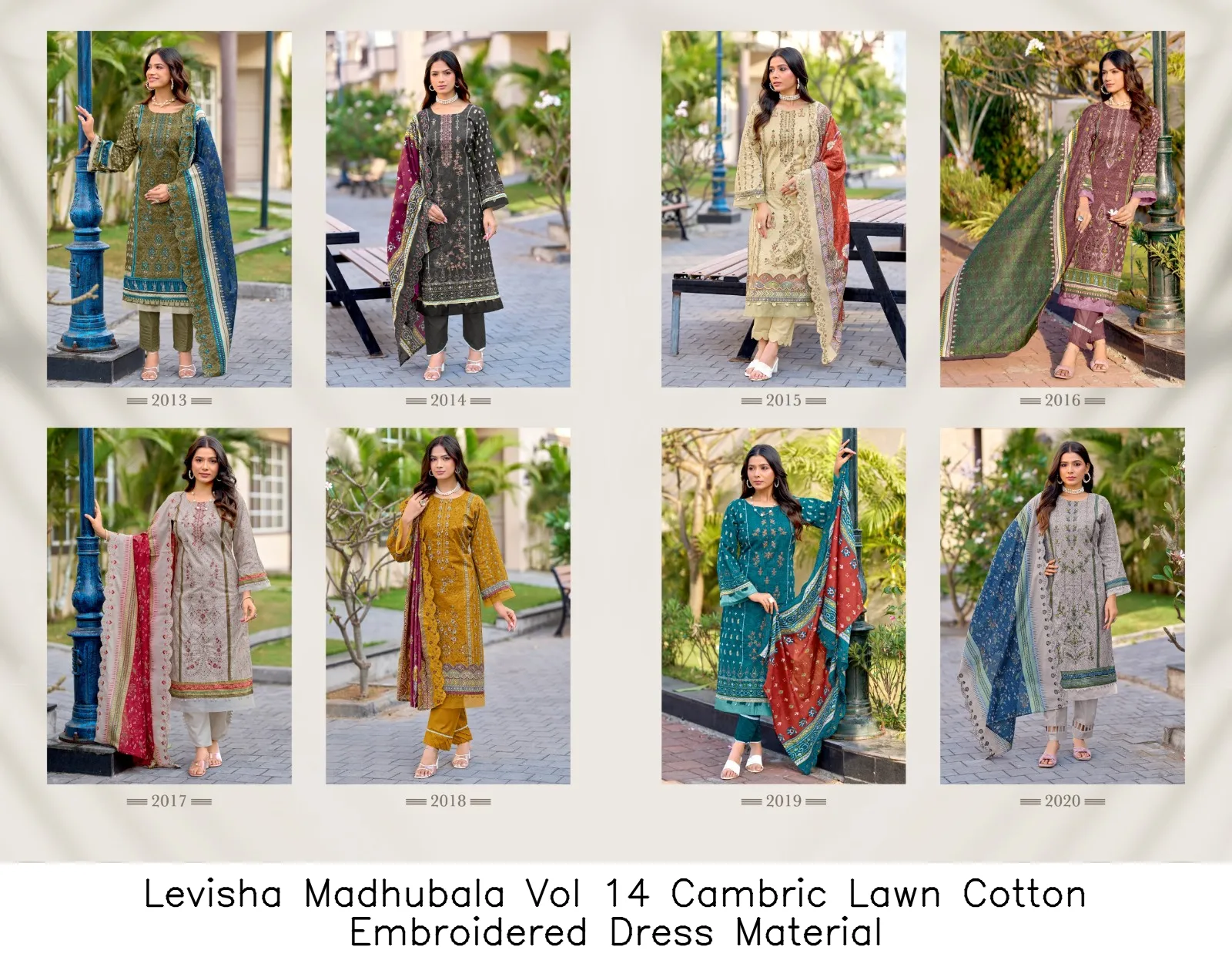 Levisha Madhubala Vol 14 Cambric Lawn Cotton Embroidered Dress Material — Wholesale Pakistani Suits, Levisha wholesale from Surat — view 2