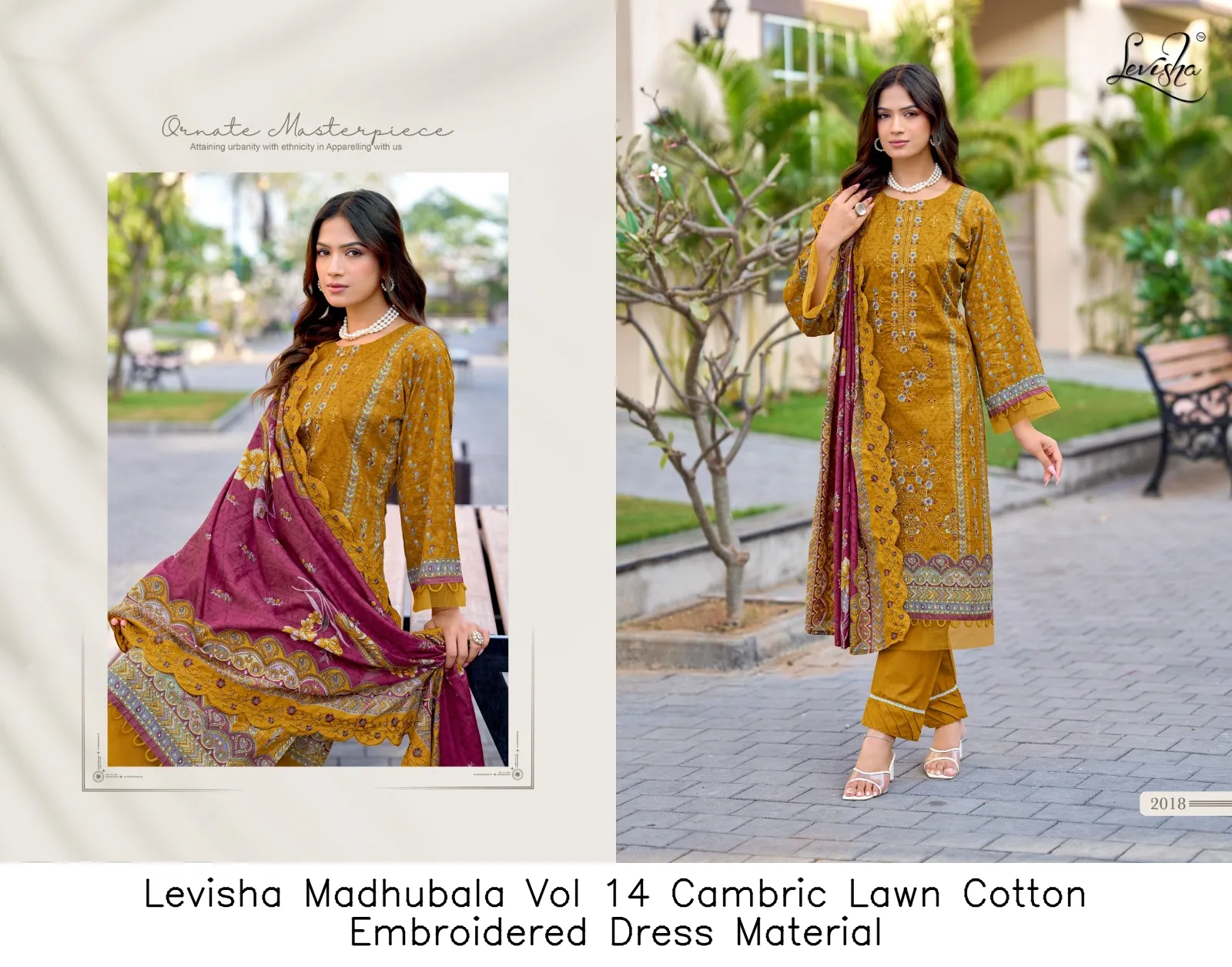 Levisha Madhubala Vol 14 Cambric Lawn Cotton Embroidered Dress Material — Wholesale Pakistani Suits, Levisha wholesale from Surat — view 5