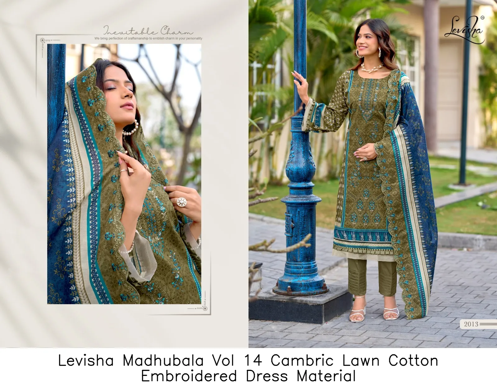 Levisha Madhubala Vol 14 Cambric Lawn Cotton Embroidered Dress Material — Wholesale Pakistani Suits, Levisha wholesale from Surat — view 8