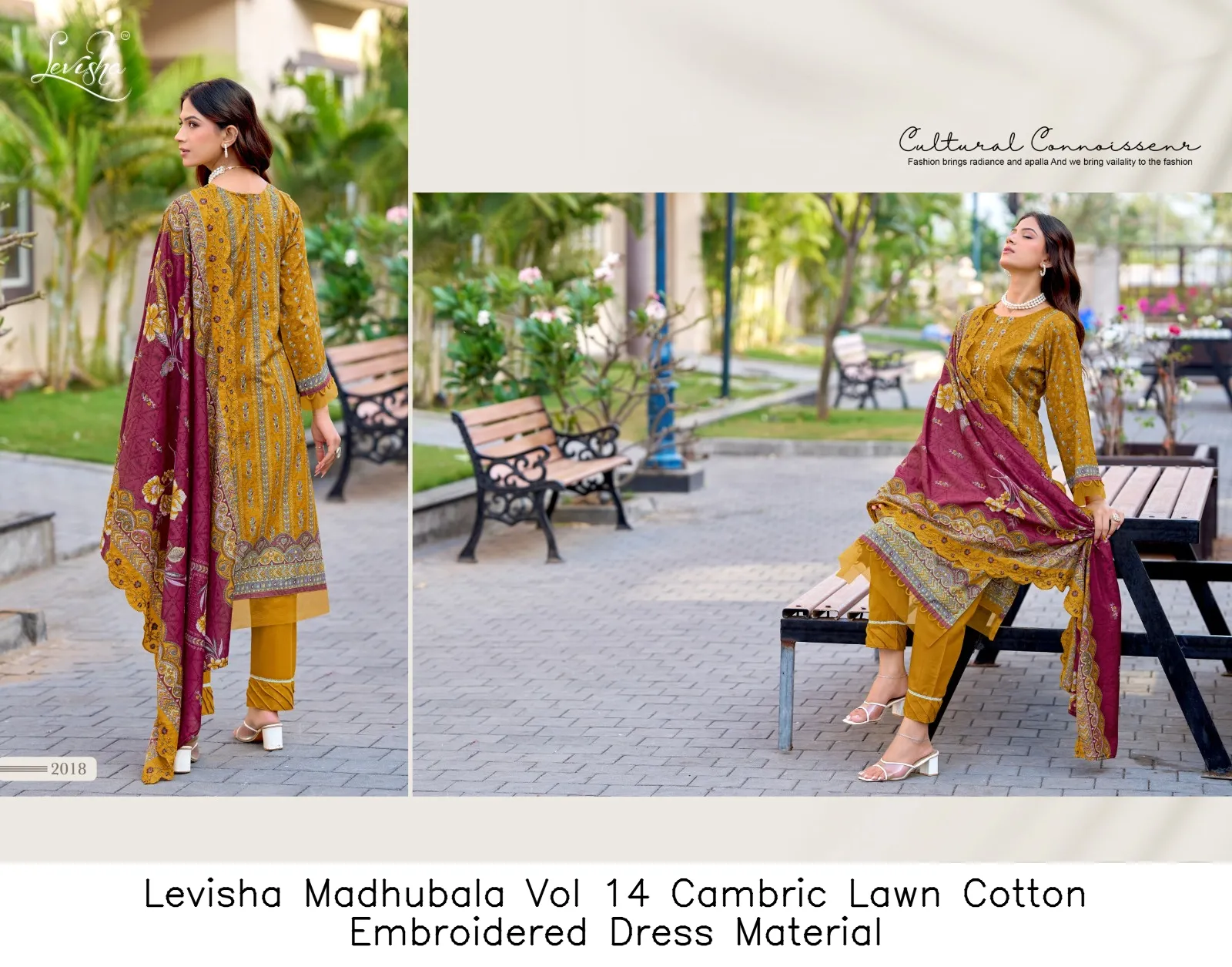 Levisha Madhubala Vol 14 Cambric Lawn Cotton Embroidered Dress Material — Wholesale Pakistani Suits, Levisha wholesale from Surat — view 9