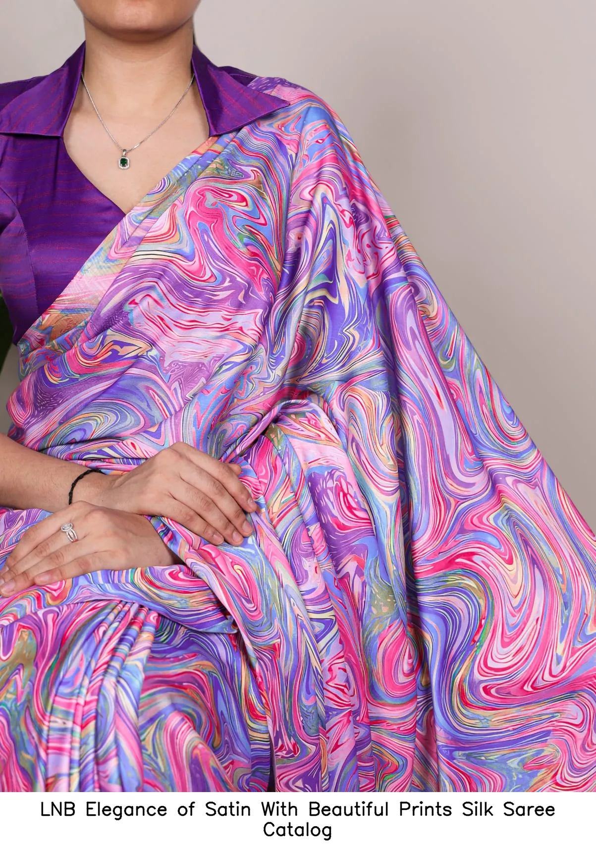 LNB Elegance of Satin With Beautiful Prints Silk Saree Catalog — Wholesale Sarees, LNB wholesale from Surat — view 4