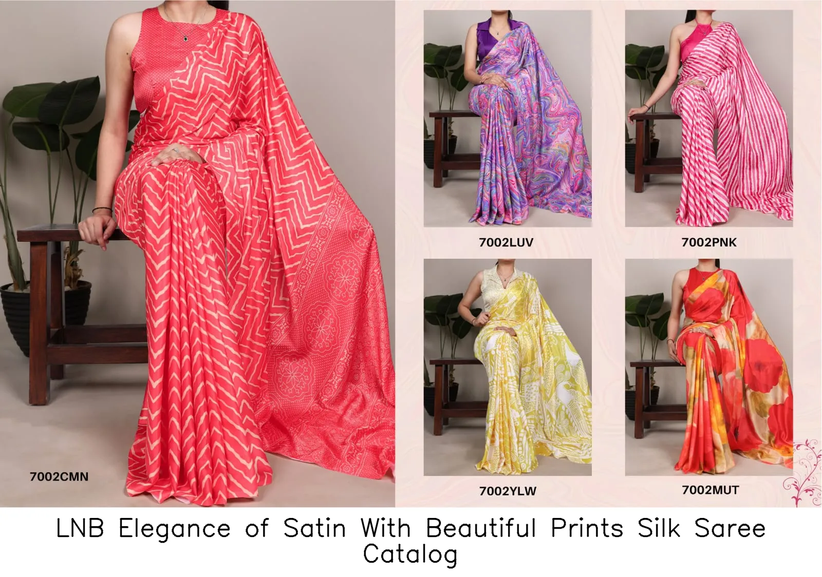 LNB Elegance of Satin With Beautiful Prints Silk Saree Catalog — Wholesale Sarees, LNB wholesale from Surat — view 5