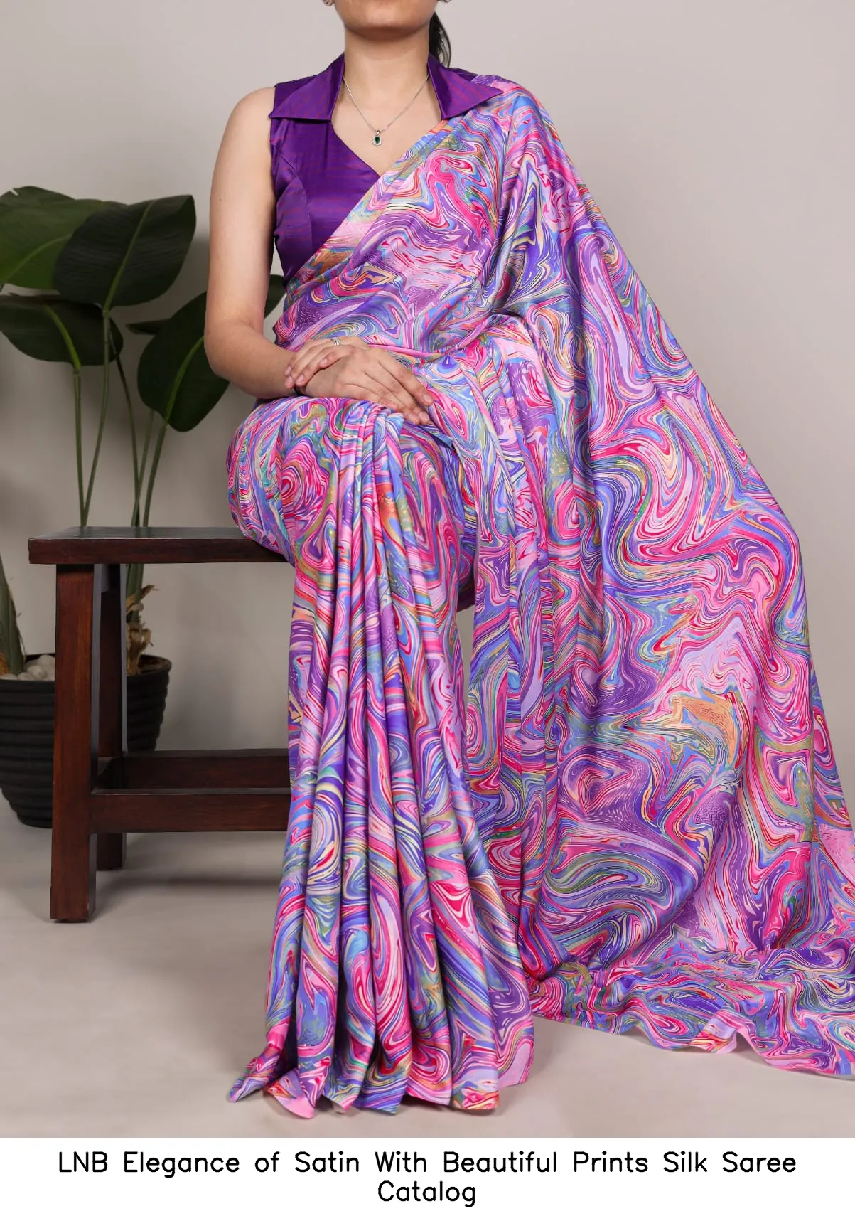 LNB Elegance of Satin With Beautiful Prints Silk Saree Catalog — Wholesale Sarees, LNB wholesale from Surat — view 7