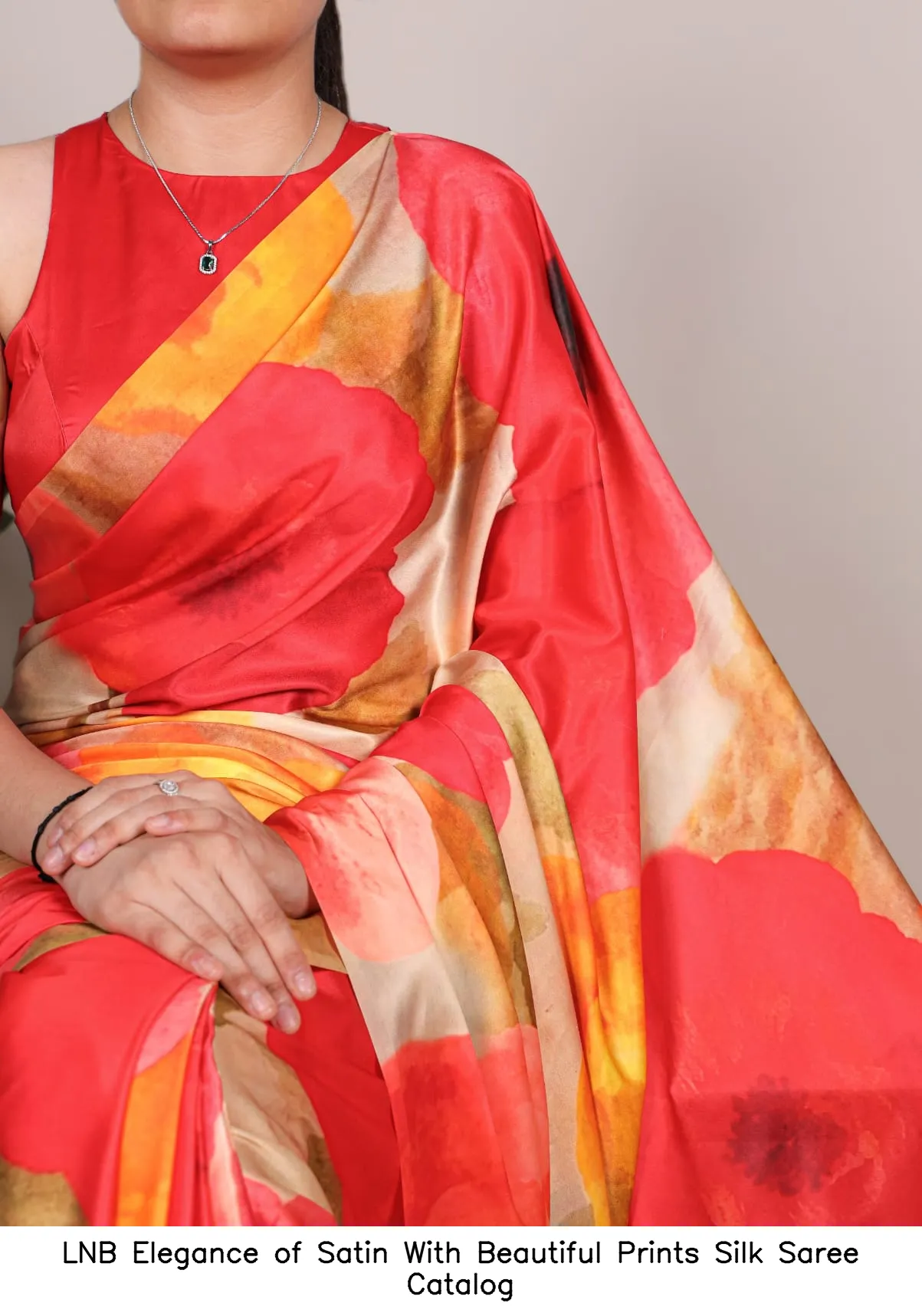 LNB Elegance of Satin With Beautiful Prints Silk Saree Catalog — Wholesale Sarees, LNB wholesale from Surat — view 9