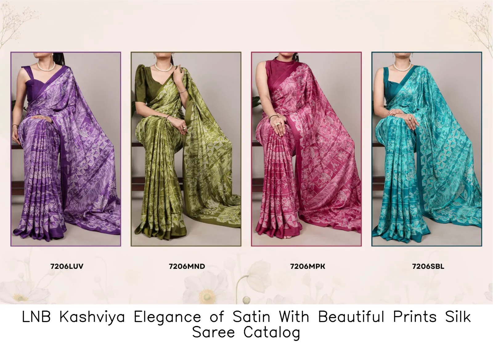 LNB Kashviya Elegance of Satin With Beautiful Prints Silk Saree Catalog — Wholesale Sarees, LNB wholesale from Surat — view 3