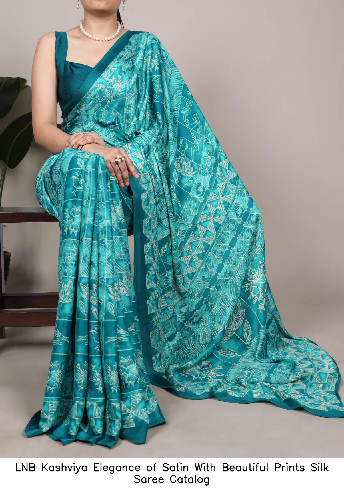 LNB Kashviya Elegance of Satin With Beautiful Prints Silk Saree Catalog — Wholesale Sarees, LNB wholesale from Surat — view 5