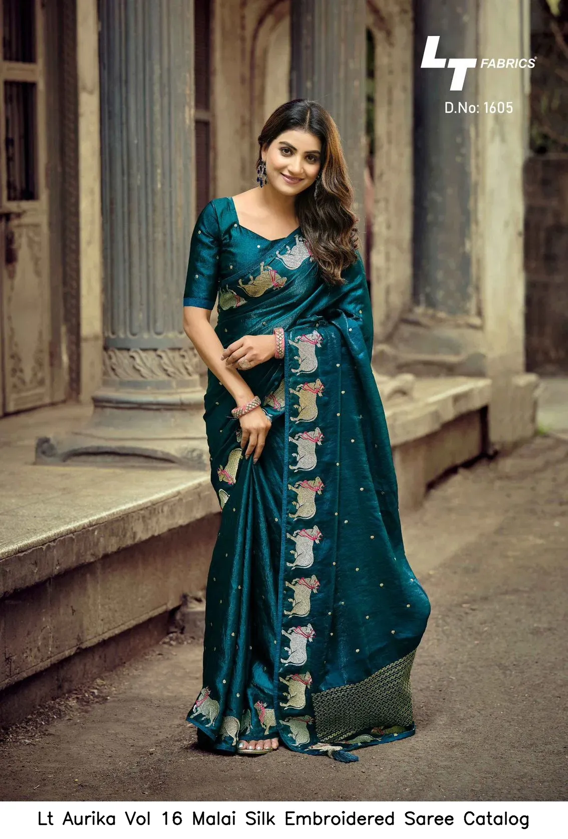 Lt Aurika Vol 16 Malai Silk Embroidered Saree Catalog — Wholesale Sarees, Vardan Ethnic wholesale from Surat — view 2
