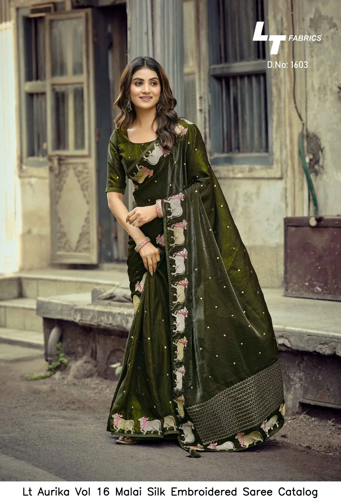 Lt Aurika Vol 16 Malai Silk Embroidered Saree Catalog — Wholesale Sarees, Vardan Ethnic wholesale from Surat — view 4