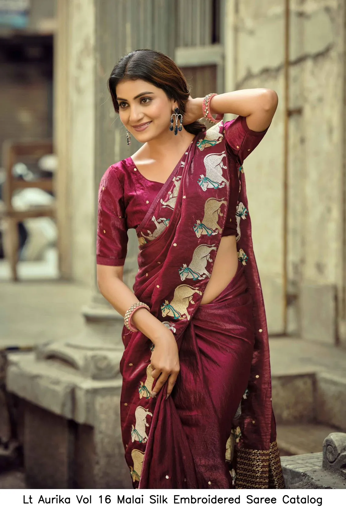 Lt Aurika Vol 16 Malai Silk Embroidered Saree Catalog — Wholesale Sarees, Vardan Ethnic wholesale from Surat — view 8