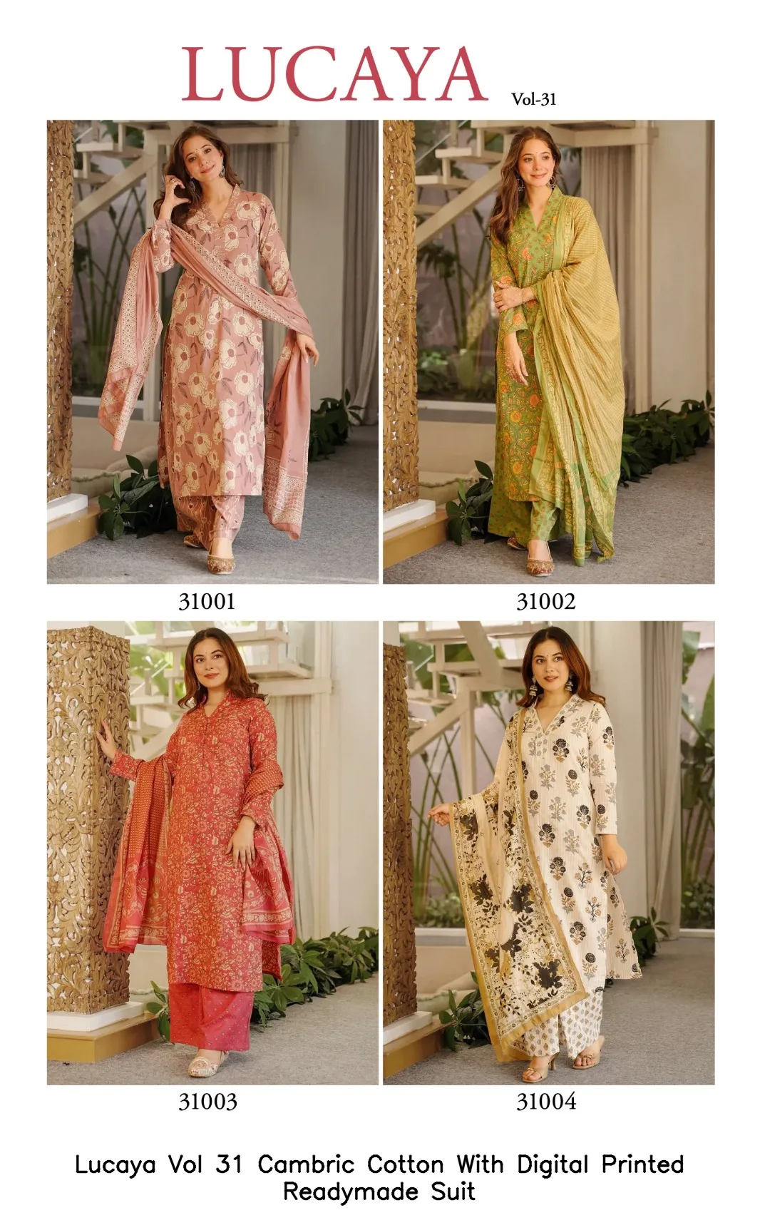 Lucaya Vol 31 Cambric Cotton With Digital Printed Readymade Suit — Wholesale Kurti With Bottom Dupatta, Lucaya wholesale from Surat - Gallery Image 3