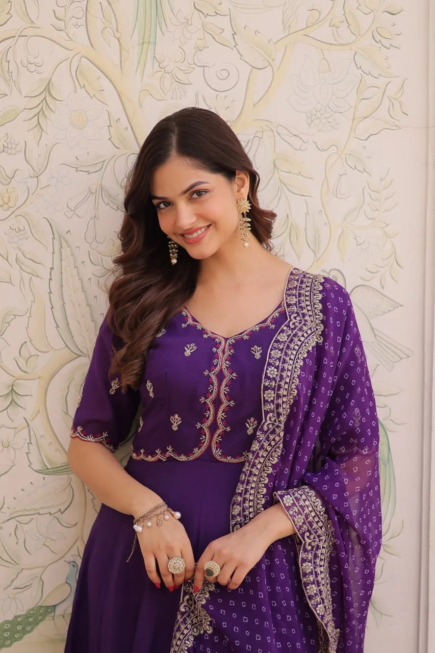 Lw 9328 Mul Chanderi Embroidered Readymade Salwar Suit — Wholesale Kurti With Bottom Dupatta, Vardan Ethnic wholesale from Surat — view 1