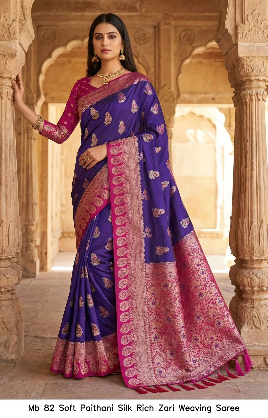 Mb 82 Soft Paithani Silk Rich Zari Weaving Saree — Wholesale Sarees, Vardan Ethnic wholesale from Surat - Gallery Image 4