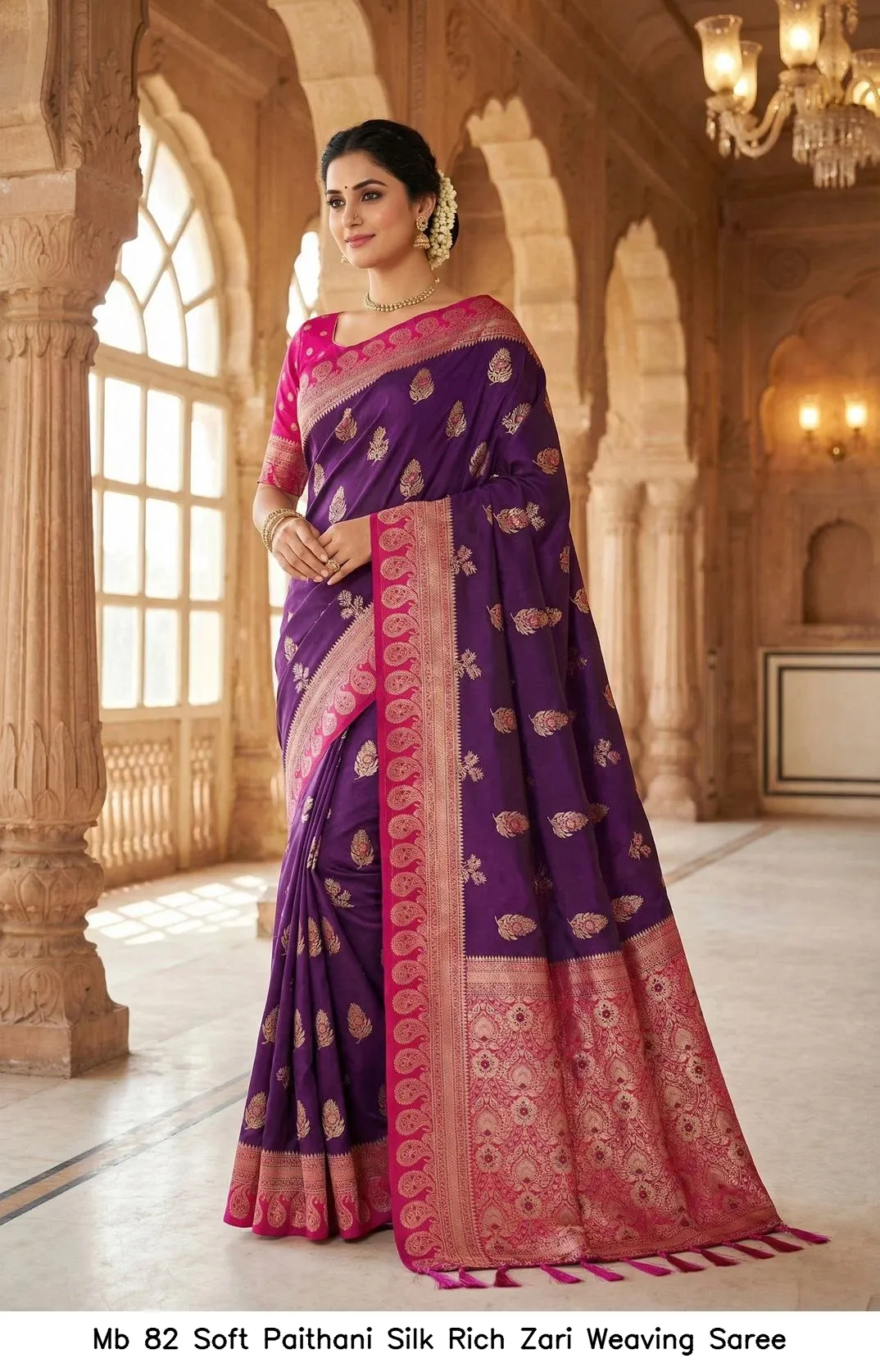 Mb 82 Soft Paithani Silk Rich Zari Weaving Saree — Wholesale Sarees, Vardan Ethnic wholesale from Surat - Gallery Image 5