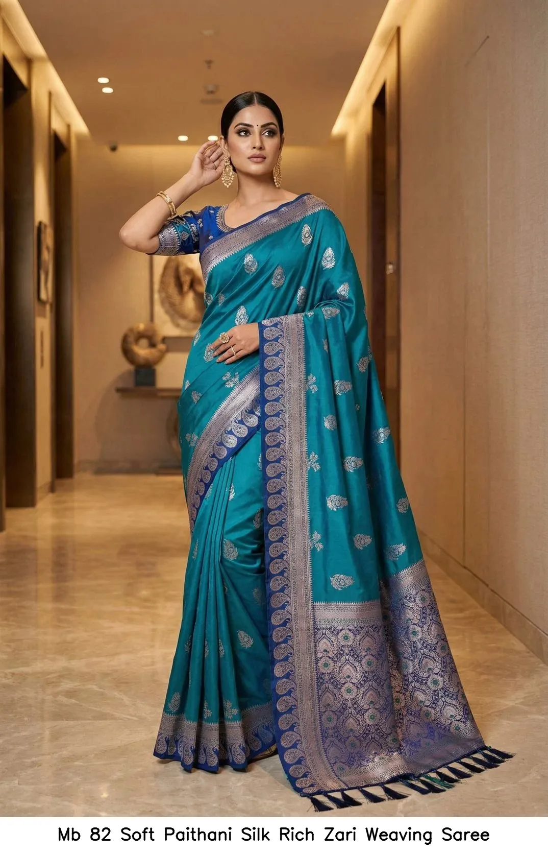 Mb 82 Soft Paithani Silk Rich Zari Weaving Saree — Wholesale Sarees, Vardan Ethnic wholesale from Surat — view 9