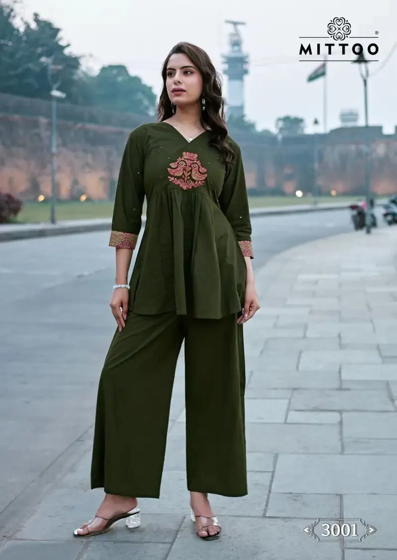 Mittoo Cotton Candy Dhabu Cotton Thread Worked Co Ord Set