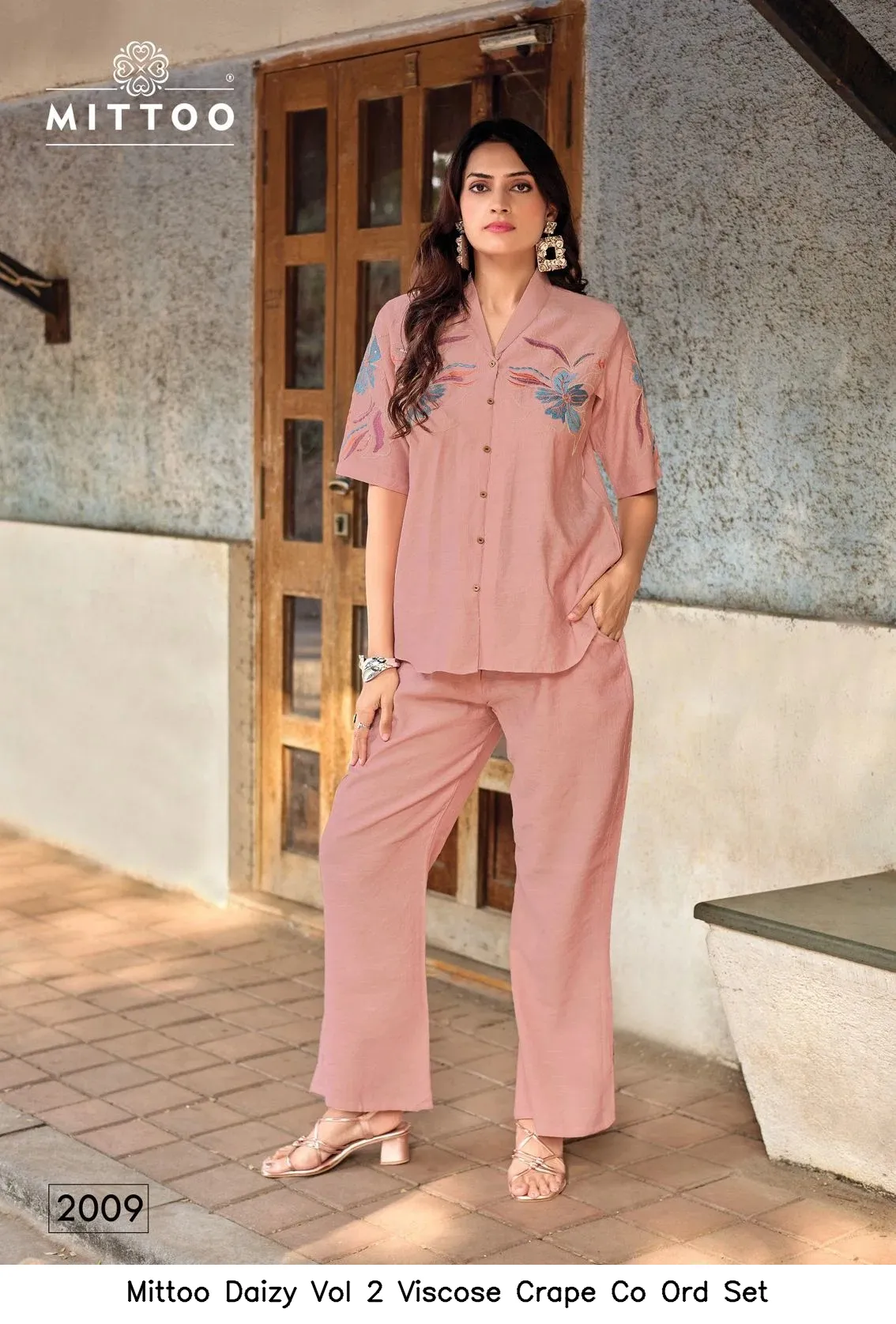 Mittoo Daizy Vol 2 Viscose Crape Co Ord Set — Wholesale Cotton Kurti Pant Set, Mittoo wholesale from Surat — view 7