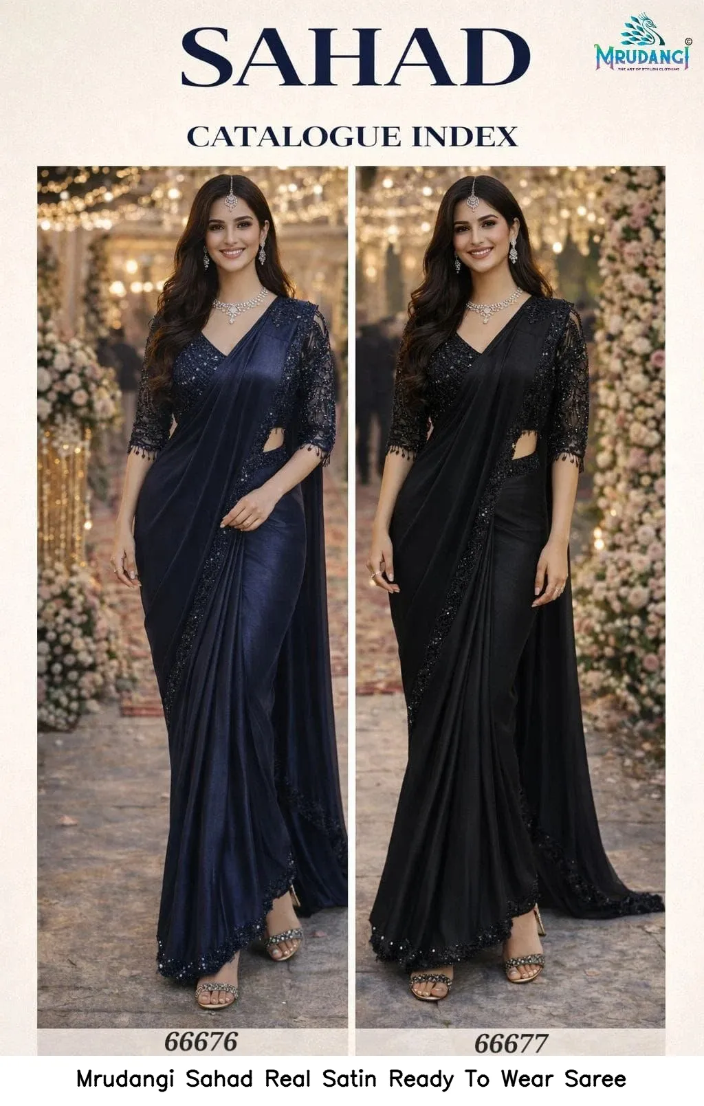 Mrudangi Sahad Real Satin Ready To Wear Saree — Wholesale Sarees, Mrudangi wholesale from Surat - Gallery Image 2