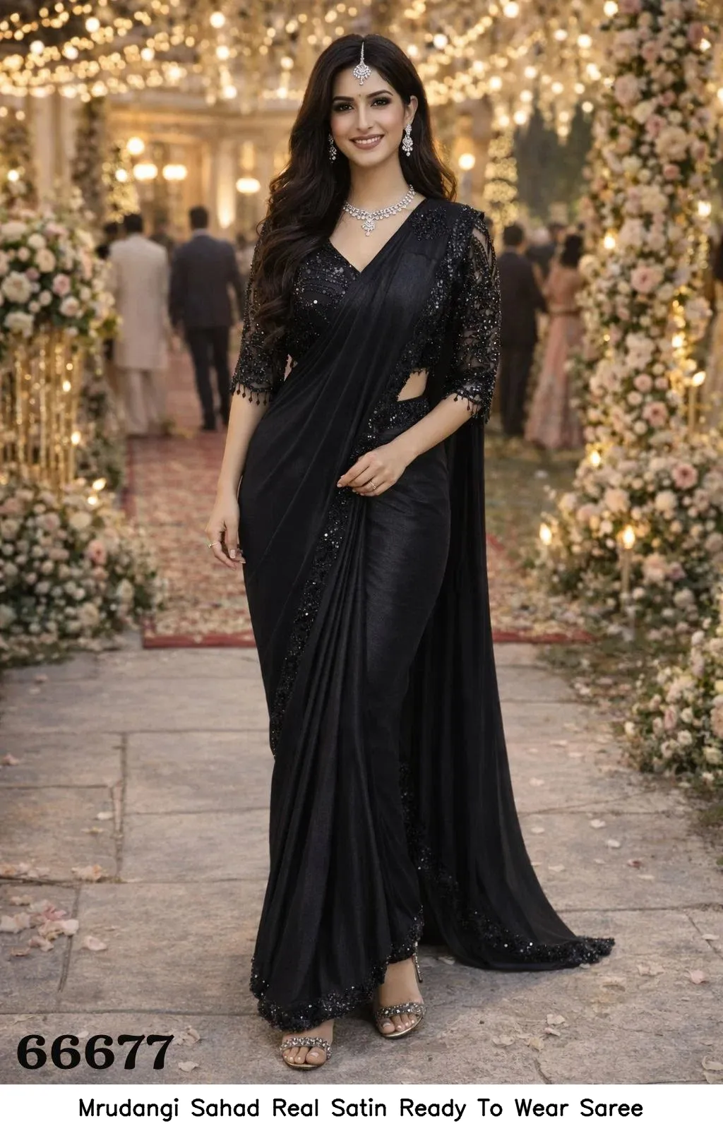 Mrudangi Sahad Real Satin Ready To Wear Saree — Wholesale Sarees, Mrudangi wholesale from Surat — view 3